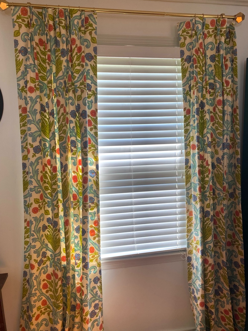 Floral Multicolor Pinch Pleat Curtain Panels (2)